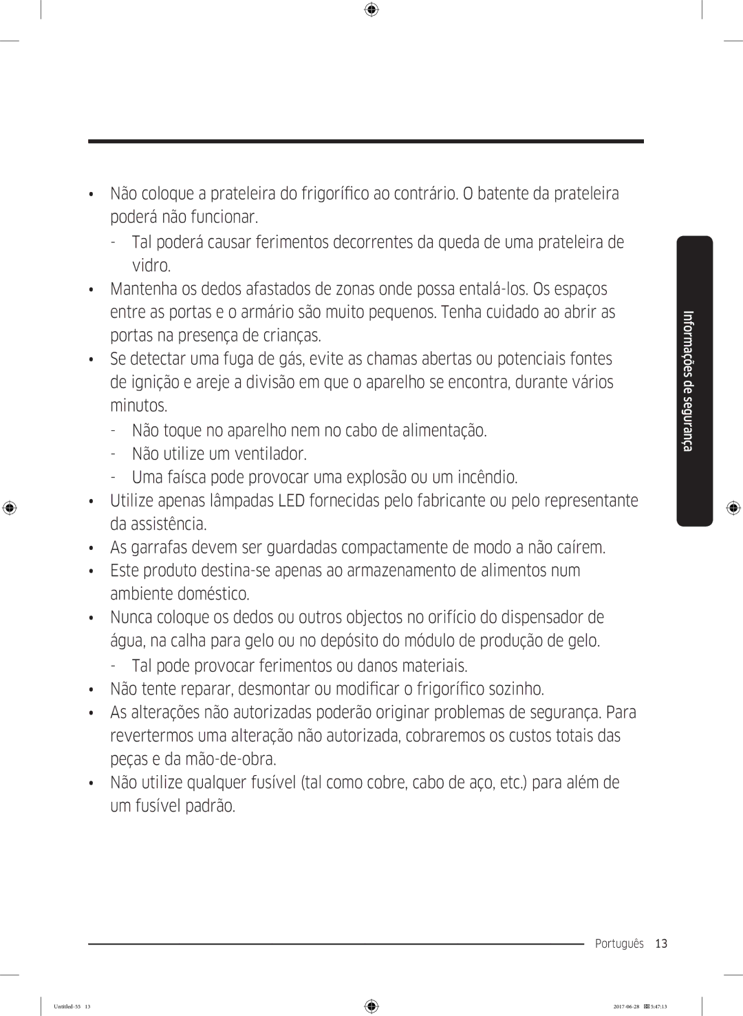 Samsung RF56K9041SR/ES manual Português 13  